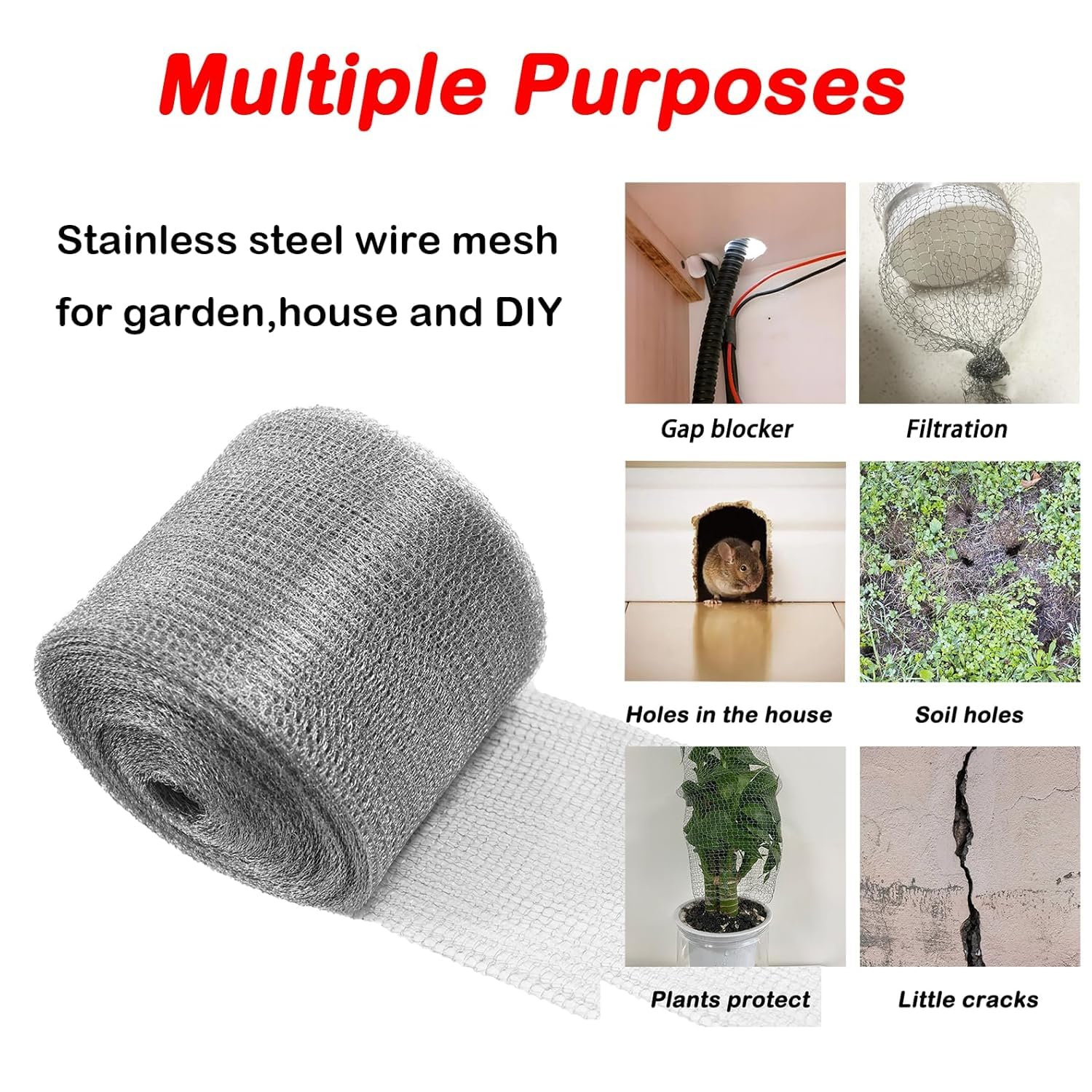 Malla de alambre para protección de roedores de acero inoxidable, 12,7 cm x 9 m, malla metálica flexible para jardín y casa, protección de ratones para rejillas de ventilación (12,7 cm x 9m)