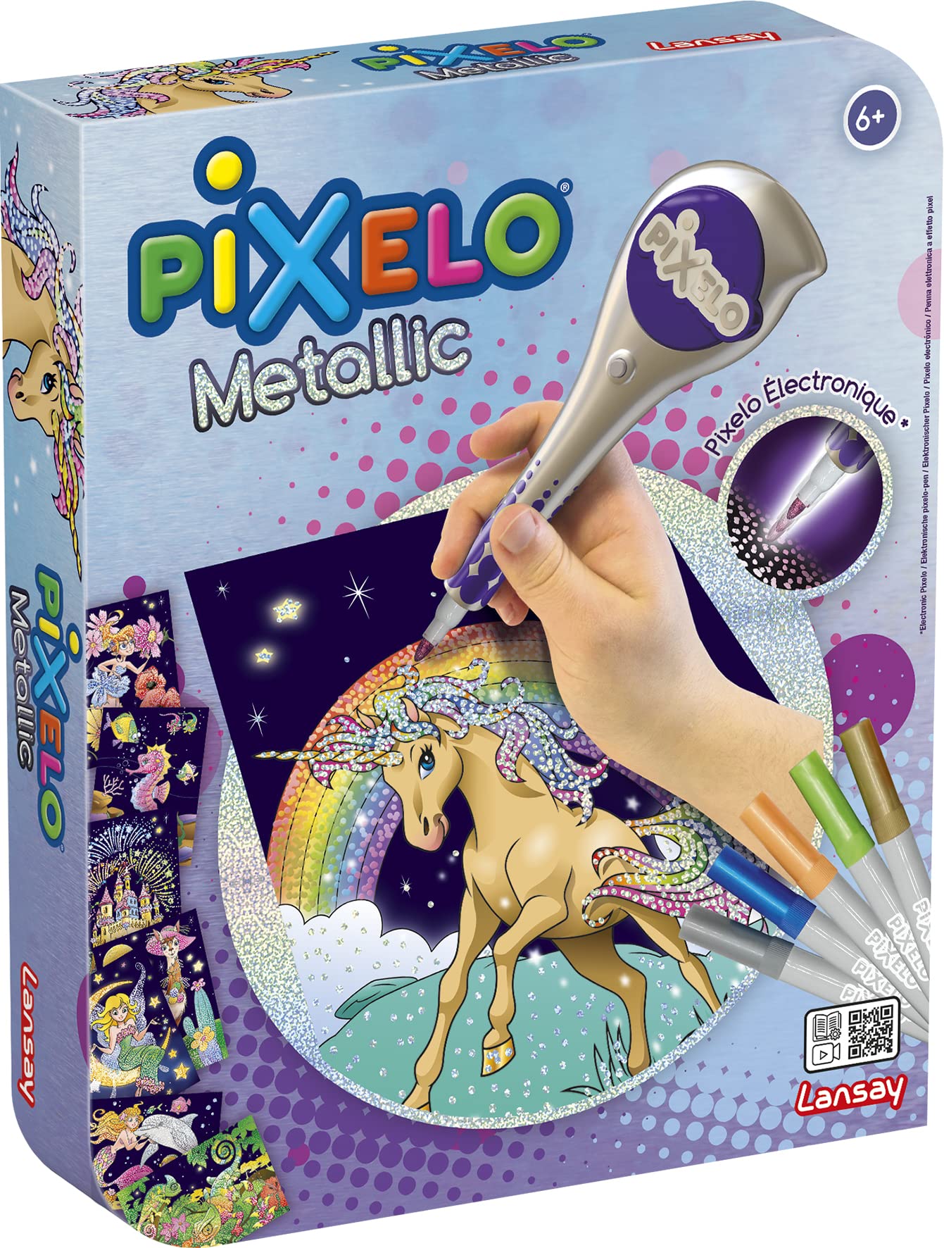 Pixelo - zestaw metaliczny - rysunki i barwienie - od 6 lat - Lansay