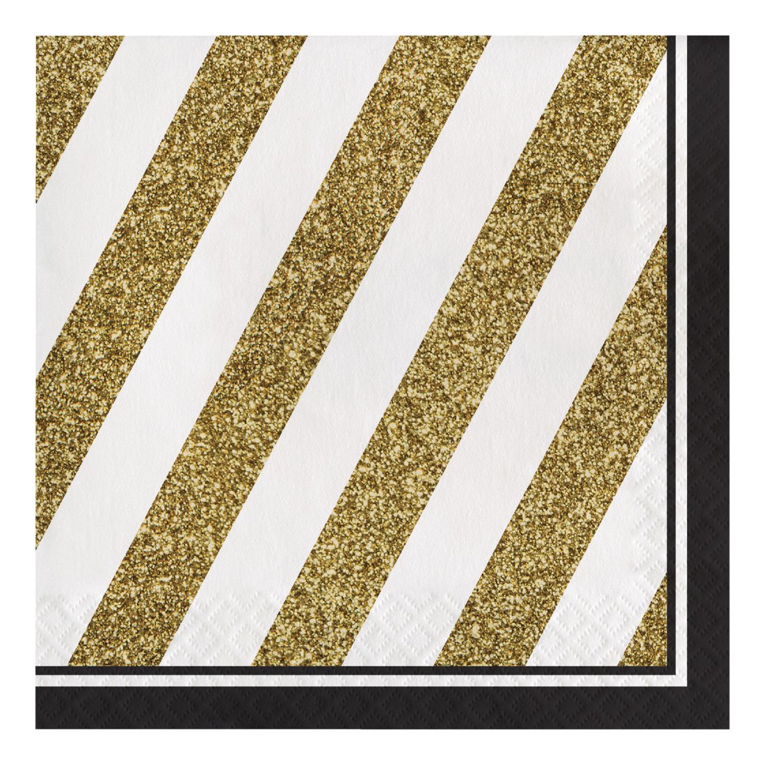 Creative Converting 16-Count Paper Lunch Napkins, Black and Gold, 30
