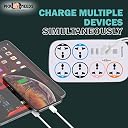 Pick Ur Needs Extension Cord/Board/Power Strip with 4 USB Charging Ports and 6 Socket -10 Amp for Multiple Electronic Devices Smartphone Tablet Laptop gallery image