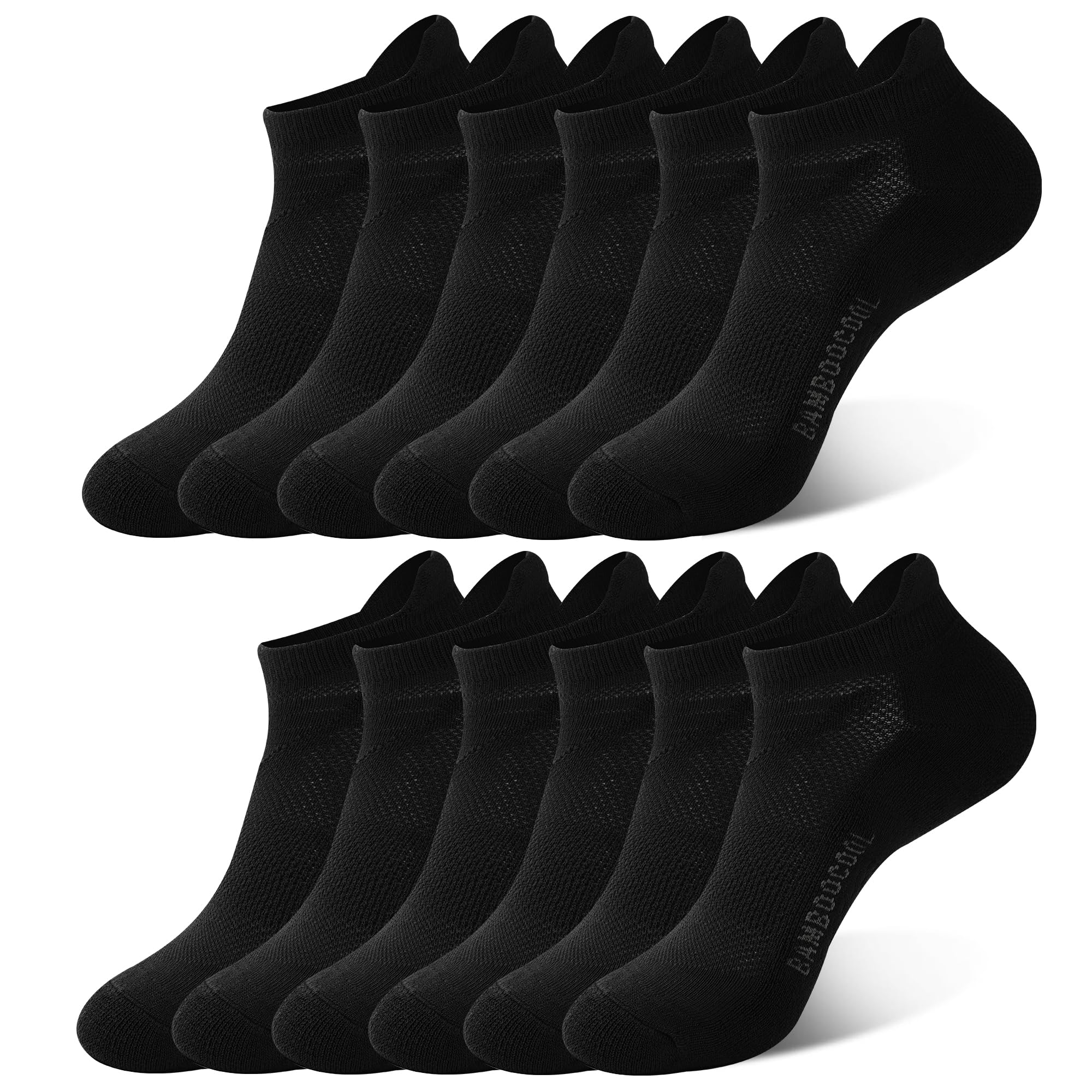 BAMBOO COOL Men's Ankle Socks Athletic Low Cut Cushioned Moisture Wicking, Running Socks Arch Support Breathable, 6 Pack