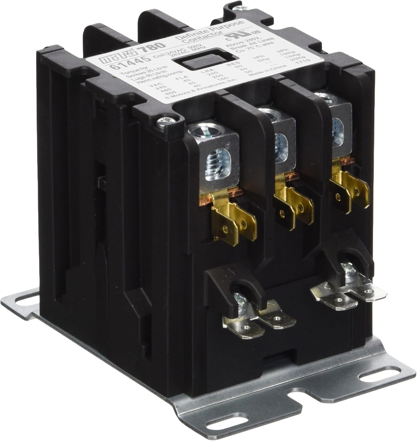 MARS - Motors & Armatures 61445 3P 40A 24V Box Lug Term Contactor