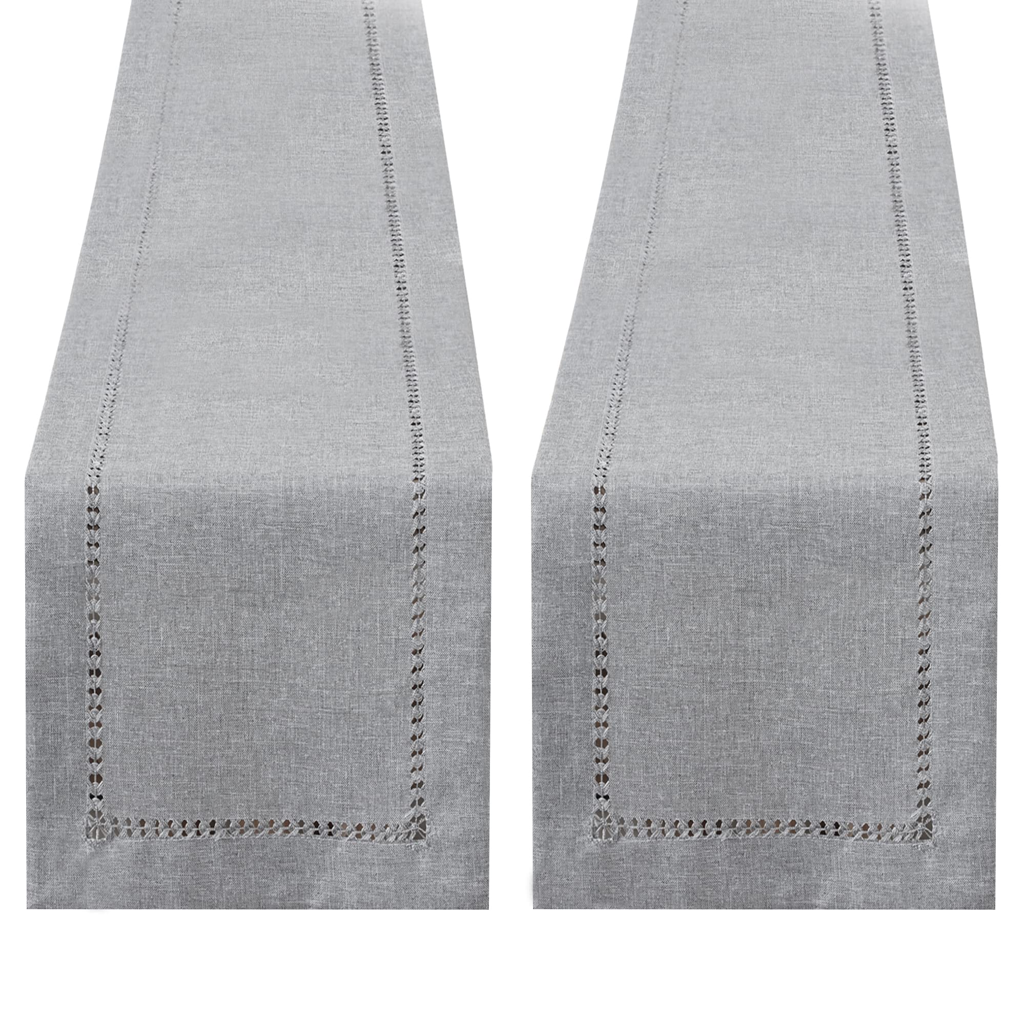 2 Pack Farmhouse Handmade Hemstitch Table Runner Rectangular Linen Grey Table Runners for Dinning Party Tables and Dresser 13 x 72 Inch