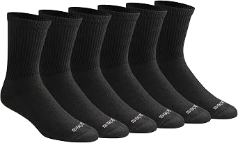 Dickies Mens Dri-Tech Mid-Crew Comfort Length Moisture Control Socks 6, 12 Pairs
