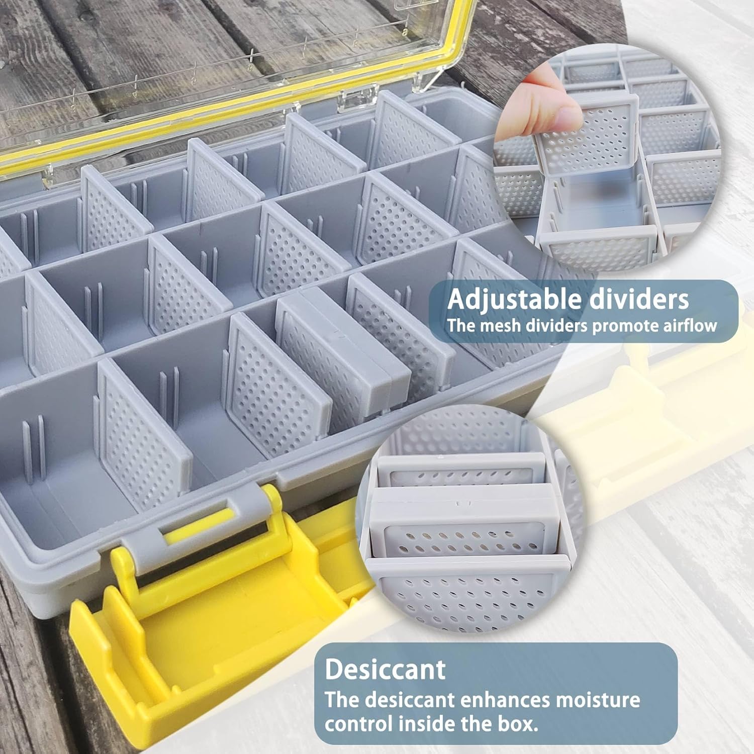 Aventik Waterproof Fishing Tackle Box Organizer with Removable Dividers Sturdy Lure Storage Box and Terminal Tackle Storage 3600/3700 Tackle Trays (Green(2), 3700-13.98x8.86x2.2inch)