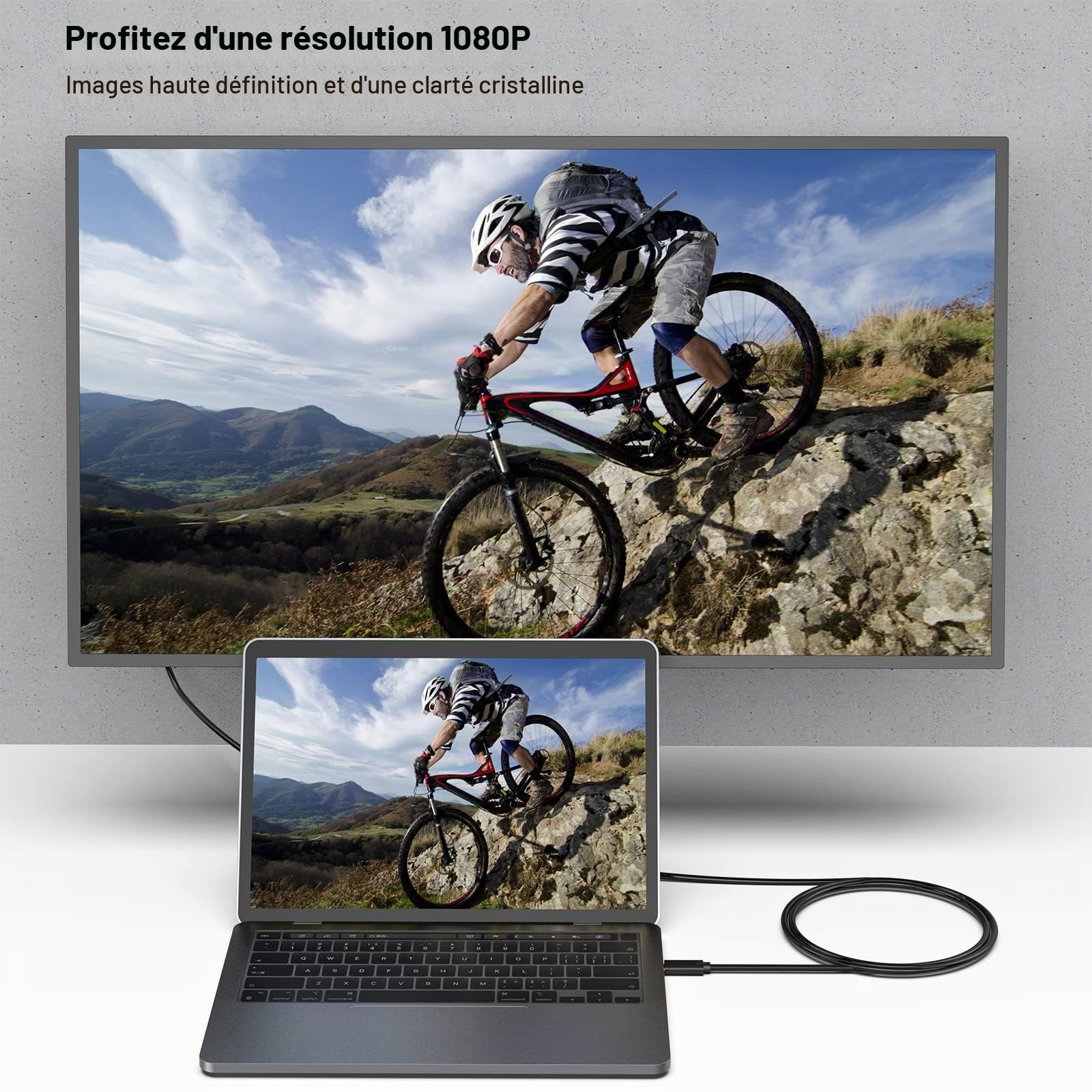BENFEI Câble USB C vers VGA 0.9M, câble USB Type-C vers VGA [Compatible Thunderbolt 3/4] avec iPhone 15 Pro/Max, MacBook Pro/Air 2023, iPad Pro, iMac, S23, XPS 17, Surface Book 3 et Plus