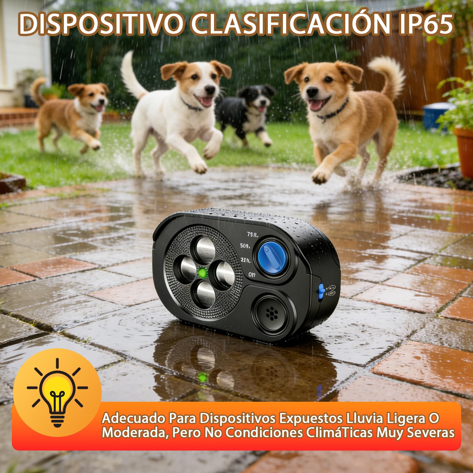 Antiladridos para Perros, Dispositivo Utrasónico Anti con 3 Modos | Dispositivo Antiladridos para Perros, Alcance Efectivo de 23M, IP65 Recargable, Detener Ladridos en Interiores y Exteriores