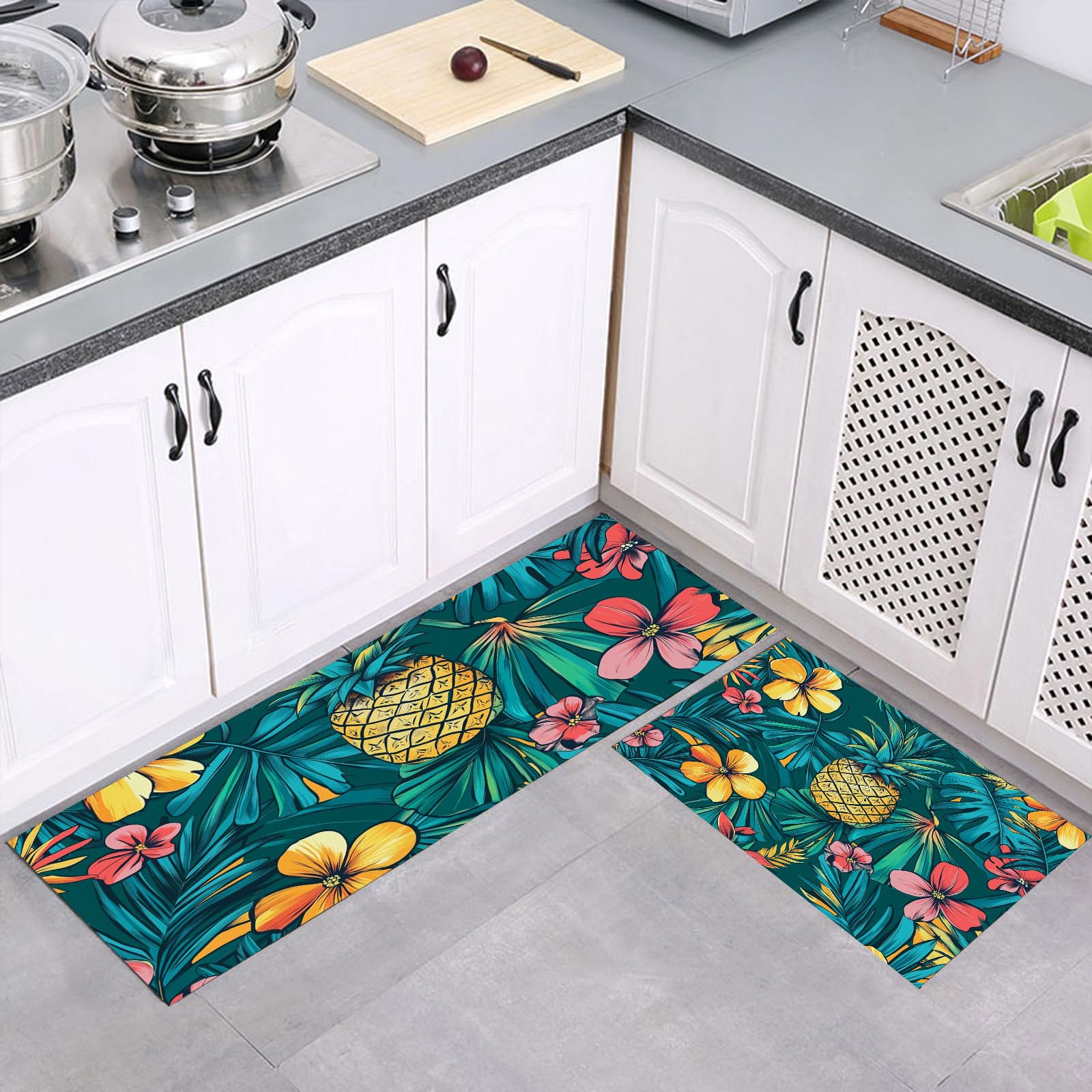 Tapis de sol intérieur tropical pour cuisine et cuisinette lot de 2 pièces