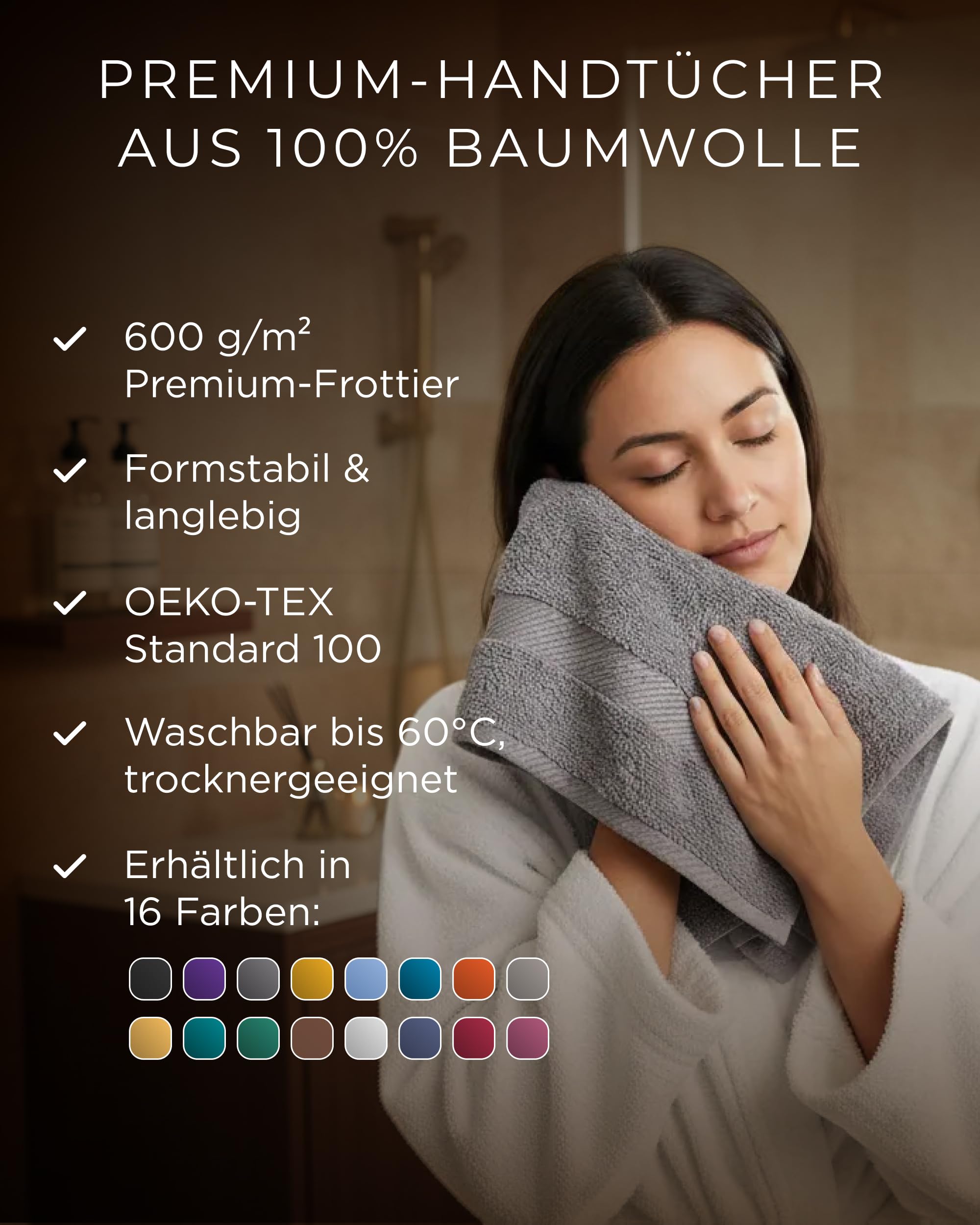 Handtücher Set 50x100 cm – Oeko-TEX Handtuch-Set aus 100% Baumwolle mit 600 g/m² – Frottiertücher mit Aufhängeschlaufe – flauschig & saugstark – Frottee Handtuchset – 8er Pack Blau