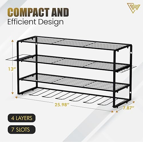 Miniatura 5 de Organizador grande de herramientas eléctricas, soporte de pared con 4 capas, 7 soportes para taladros, estante organizador de herramientas de alta