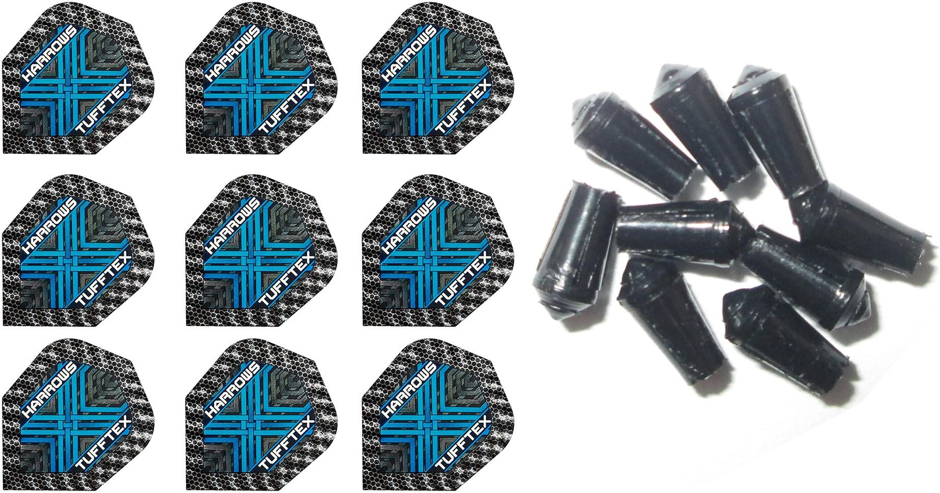 3 Sets of Harrows Standard Dart Flights Plus 3 Sets of Black Nylon Dart Flight Protectors