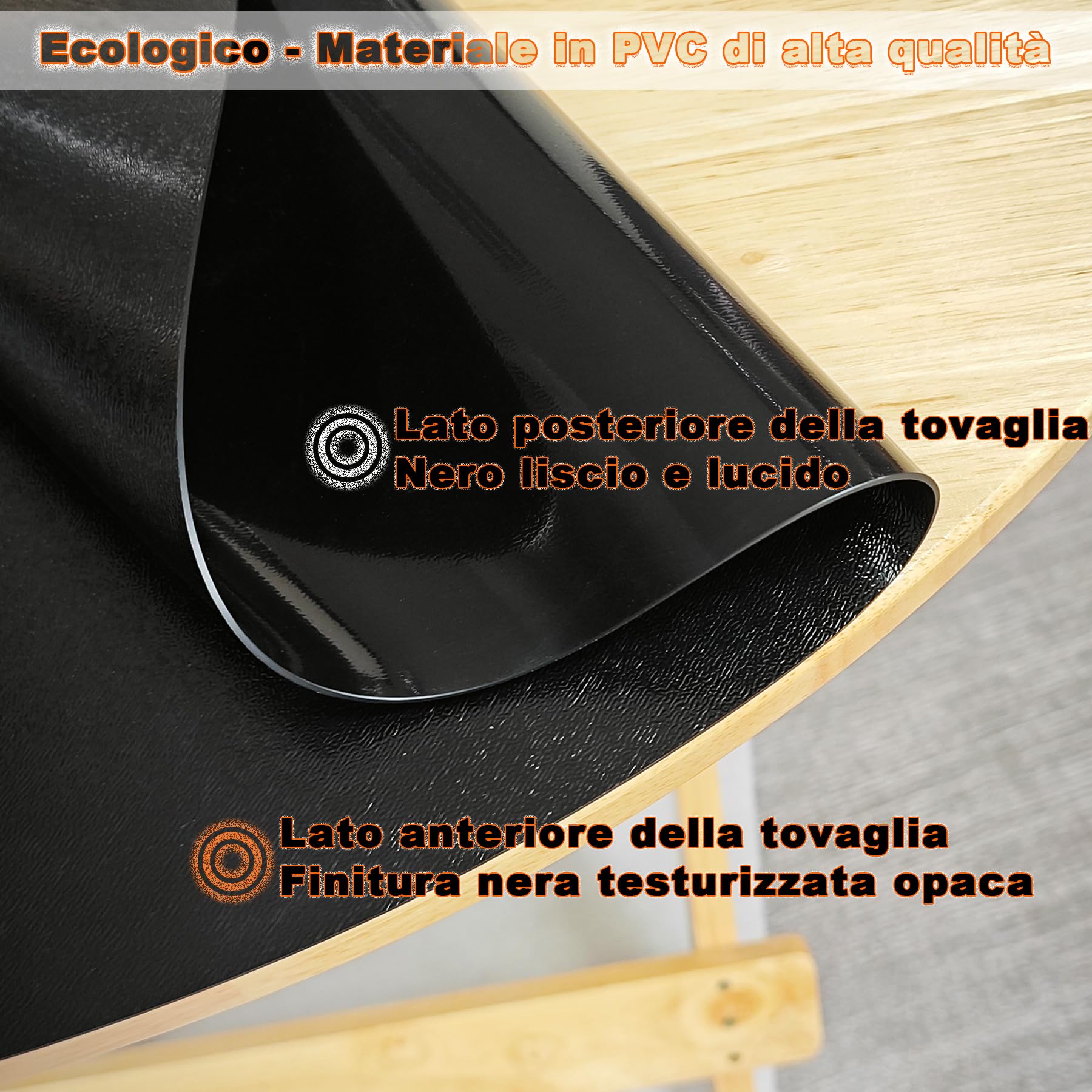 Schwarz Tisch Folie Schutz 100x180cm - 1.5mm Dicke wasserdichte Ölbeständig, Kunststoff Matt-Oberfläche Outdoor-Tischdecken, mit Abgeschrägten Kanten Tischauflage für vielseitige Einsatzbereiche