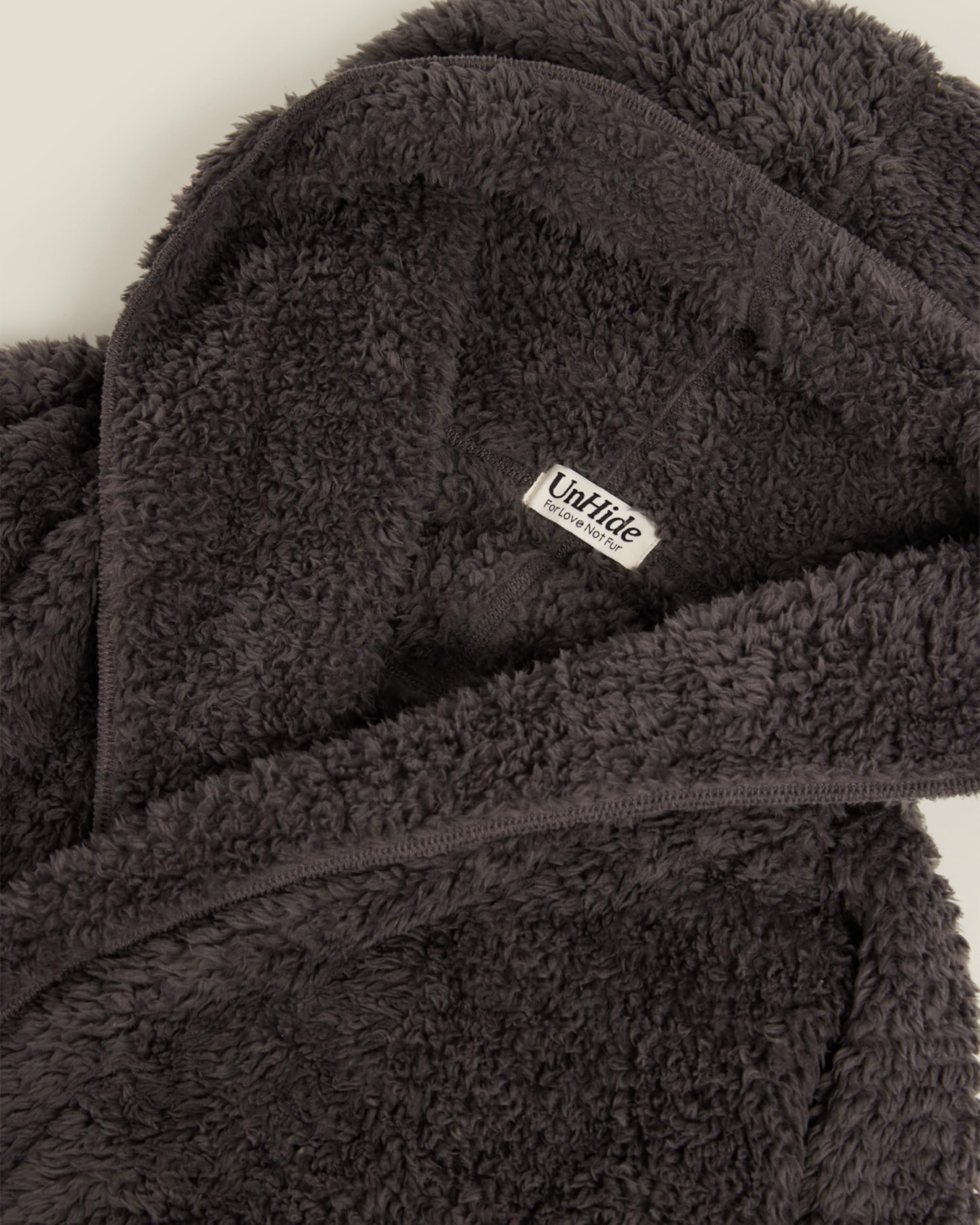 UnHide Shleepy Kids Faux Fur Robe - Lightweight, Extra Soft & Warm Wearable Blanket - Machine Washable - Charcoal Charlie