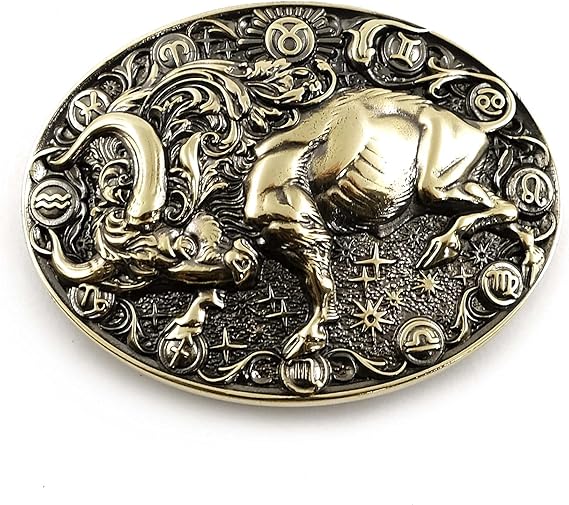 Taurus belt buckle, Taurus Bull Horoscope Astrological Zodiac Sign solid brass belt buckle gift for men and women, Taurus jewelry gift box