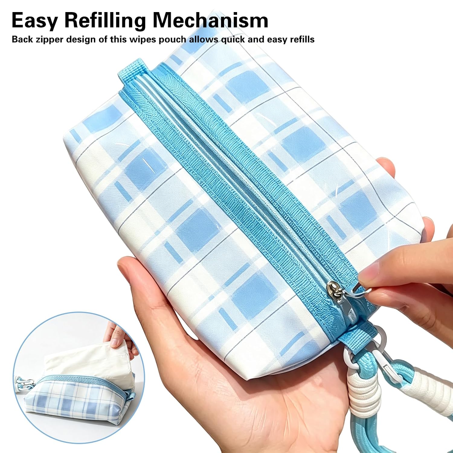Portable Baby Wipes Holder Wet Tissue Storage Bag for Travel(Pink) image 3