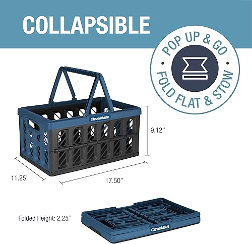Miniatura 3 de CleverMade Cestas de compras ecológicas plegables de 24L y 30L (paquete de 3)  Bolsas reutilizables de plástico y lona