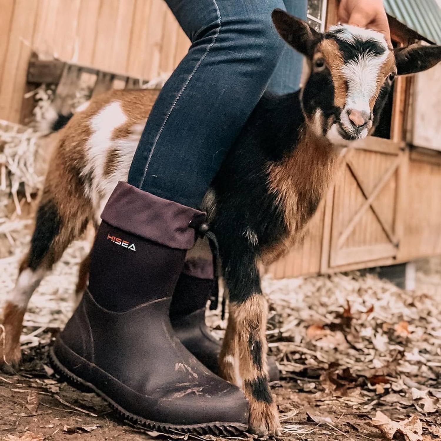 Miniatura 7 de HISEA Botas de lluvia para hombre, impermeables, para jardín, botas de goma, botas de trabajo al aire libre, 6