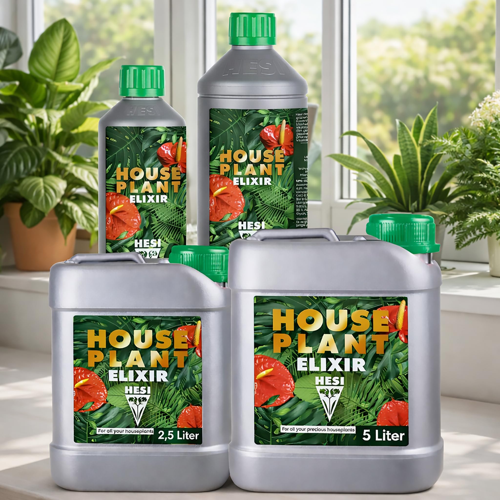 HESI House Plant Elixir 5 Liter + HESI Auslasshahn | Zimmerpflanzen-Grow-Dünger Flüssigdünger Pflanzenpracht