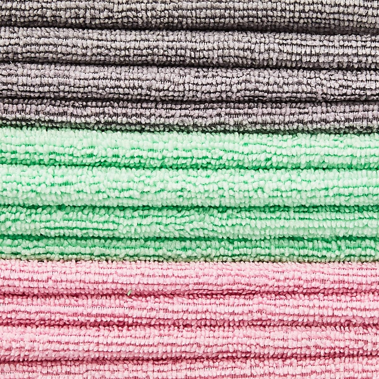  Basics Microfiber Cleaning Cloths, Non-Abrasive, Reusable and Washable - Pack of 24, 12 x16-Inch, Pink, Green and Gray : Health & Household