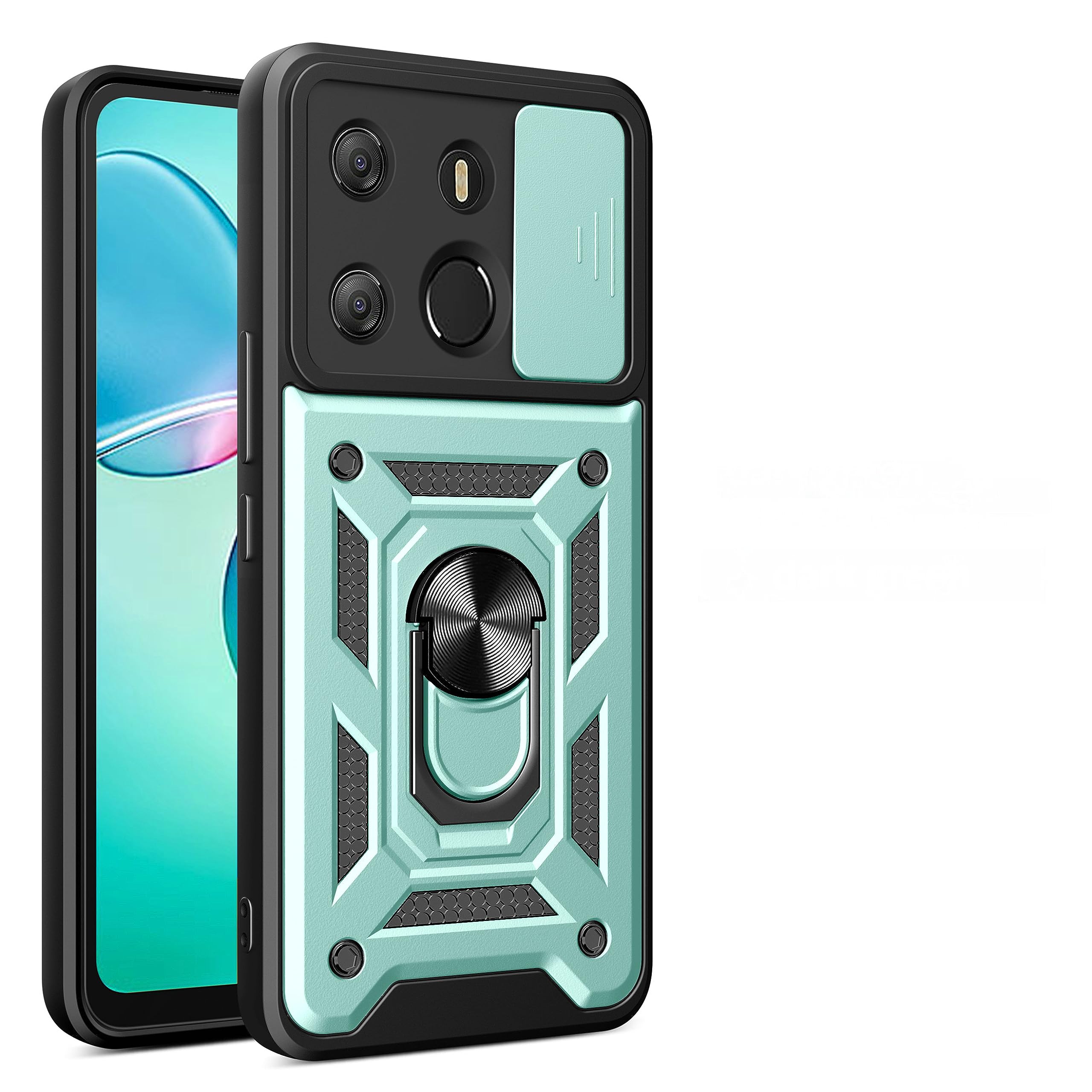 Kukoufey Compatible with Infinix Note 30 Pro 4G Bracket Shell,with Slide Camera Lens Cover Compatible with Infinix Note 30 Pro 4G X678B Case Green