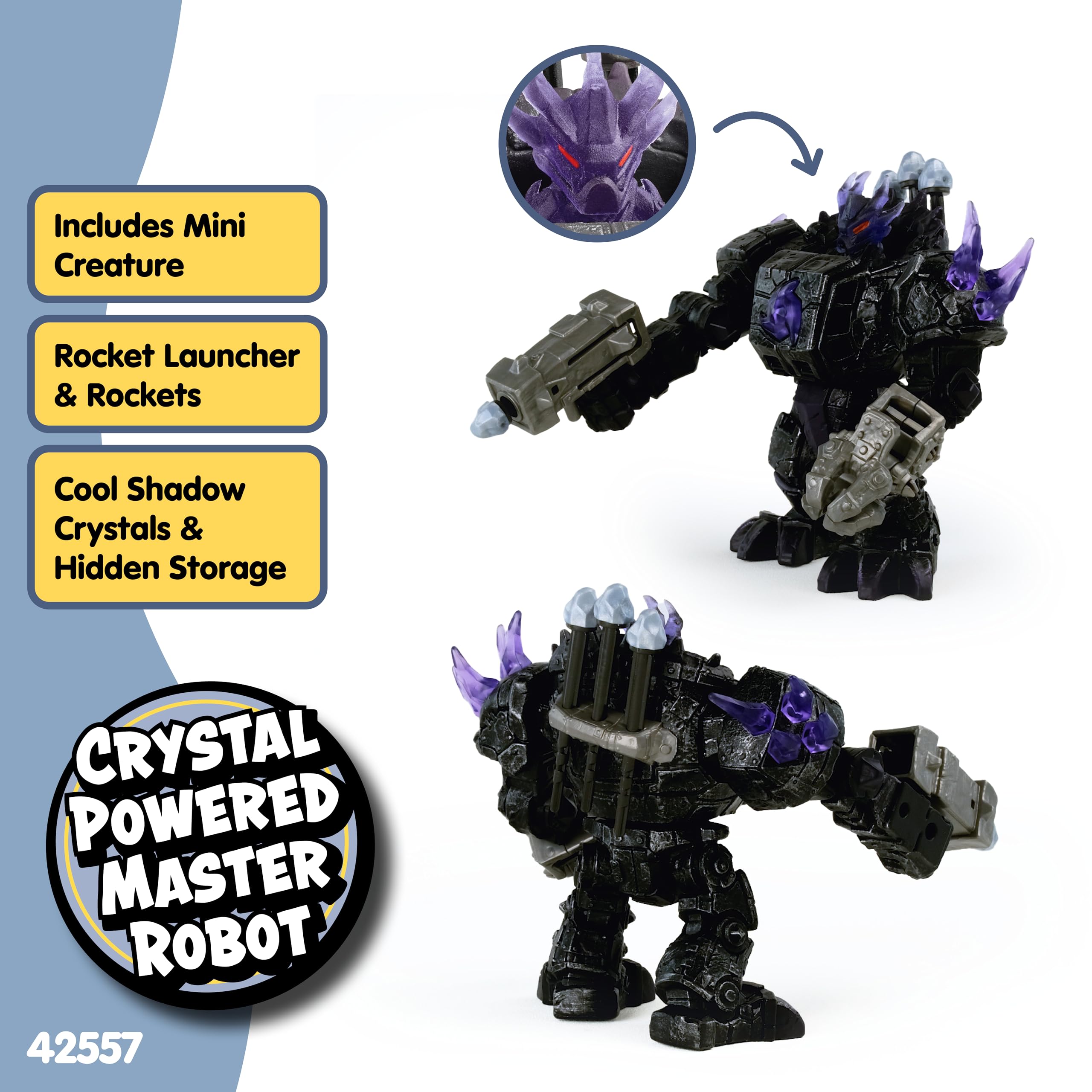 SCHLEICH ELDRADOR CREATURES | Robot Master delle Ombre 42557 con Mini Creature | Con funzione di tiro, vano segreto e busto rotante | Idea regalo per bambini da 7 anni in su | Set da 17 pezzi