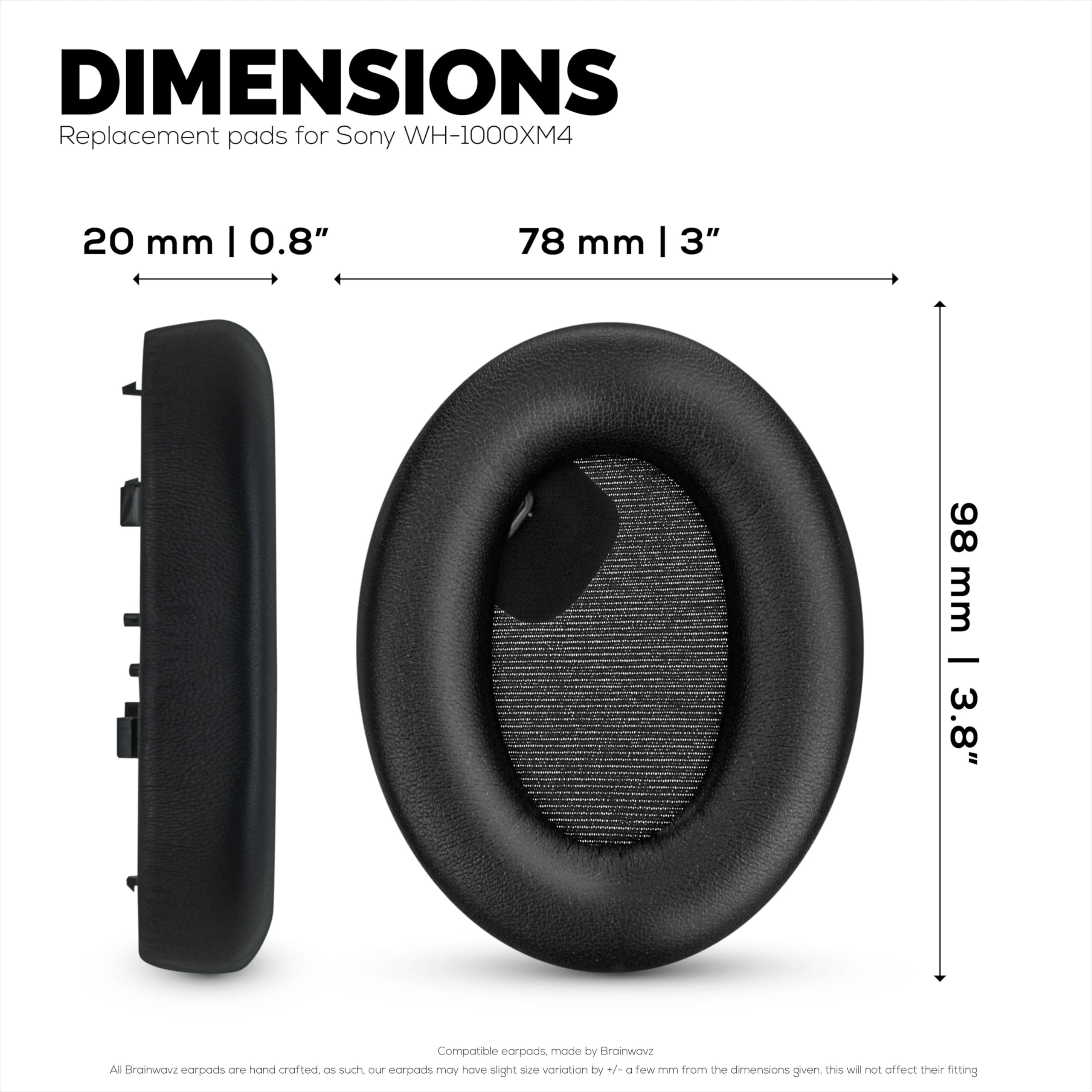 Cuscinetti auricolari in pelle di pecora per cuffie Sony WH-1000XM4, in vera pelle morbida, memory foam, extra comfort, resistenti e di lunga durata Brainwavz