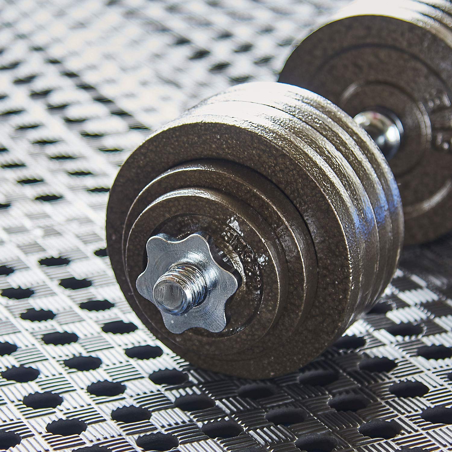 Signature Fitness Contoured Handle Cast Iron Adjustable Dumbbell Weight Set,Gray