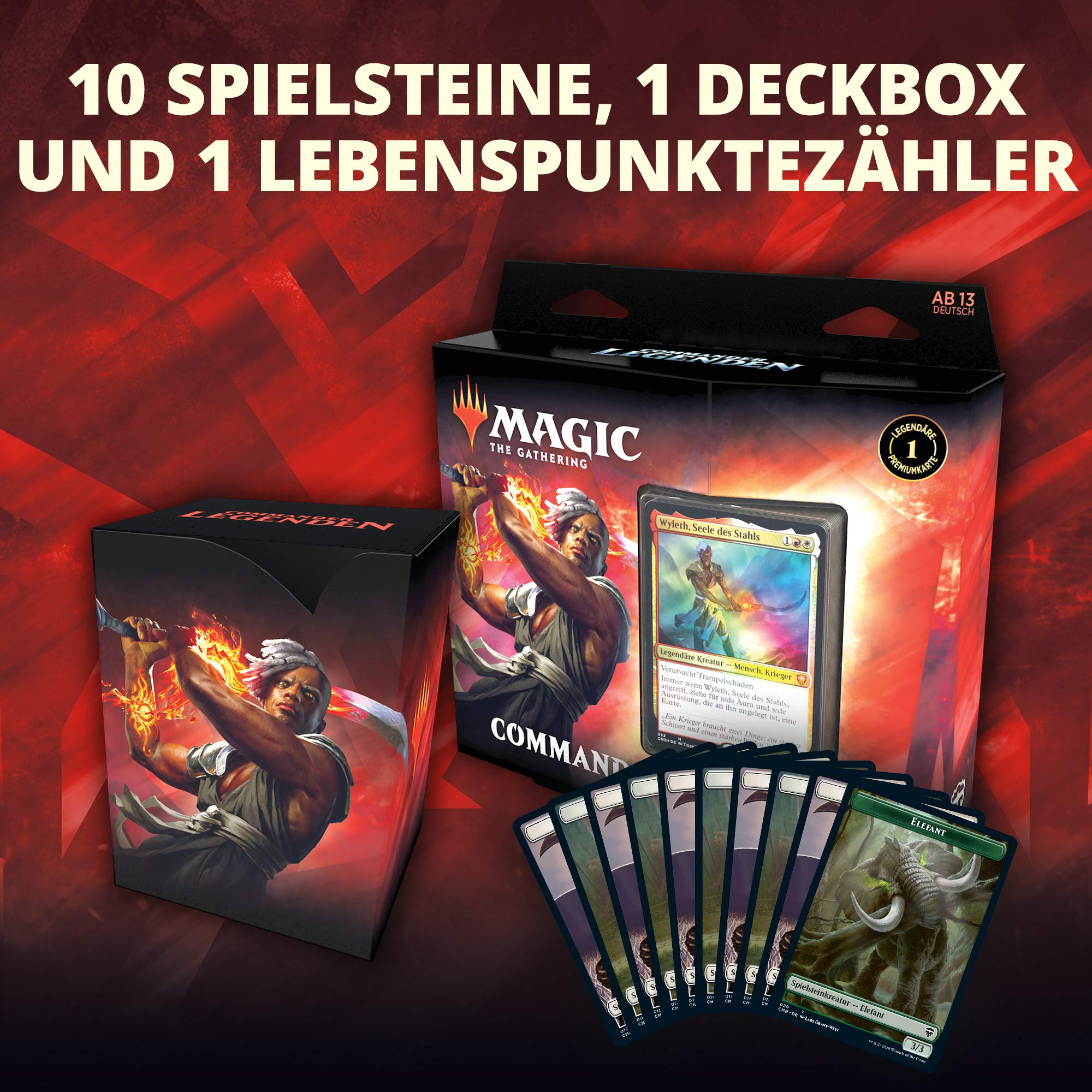 Magic The Gathering C78591000 Magic: The Gathering Commander Legend Commander-Deck - Przygotuj się do walki, gotowy deck z 100 kartkami, czerwono-biały