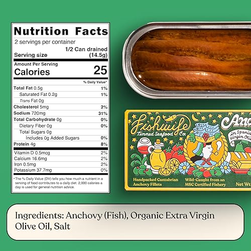 Miniatura 2 de Fishwife Anchoas del Cantábrico, paquete de 3 (1.73 onzas)  Mariscos sostenibles con certificación MSC, sin gluten, empaquetados a mano en latas sin