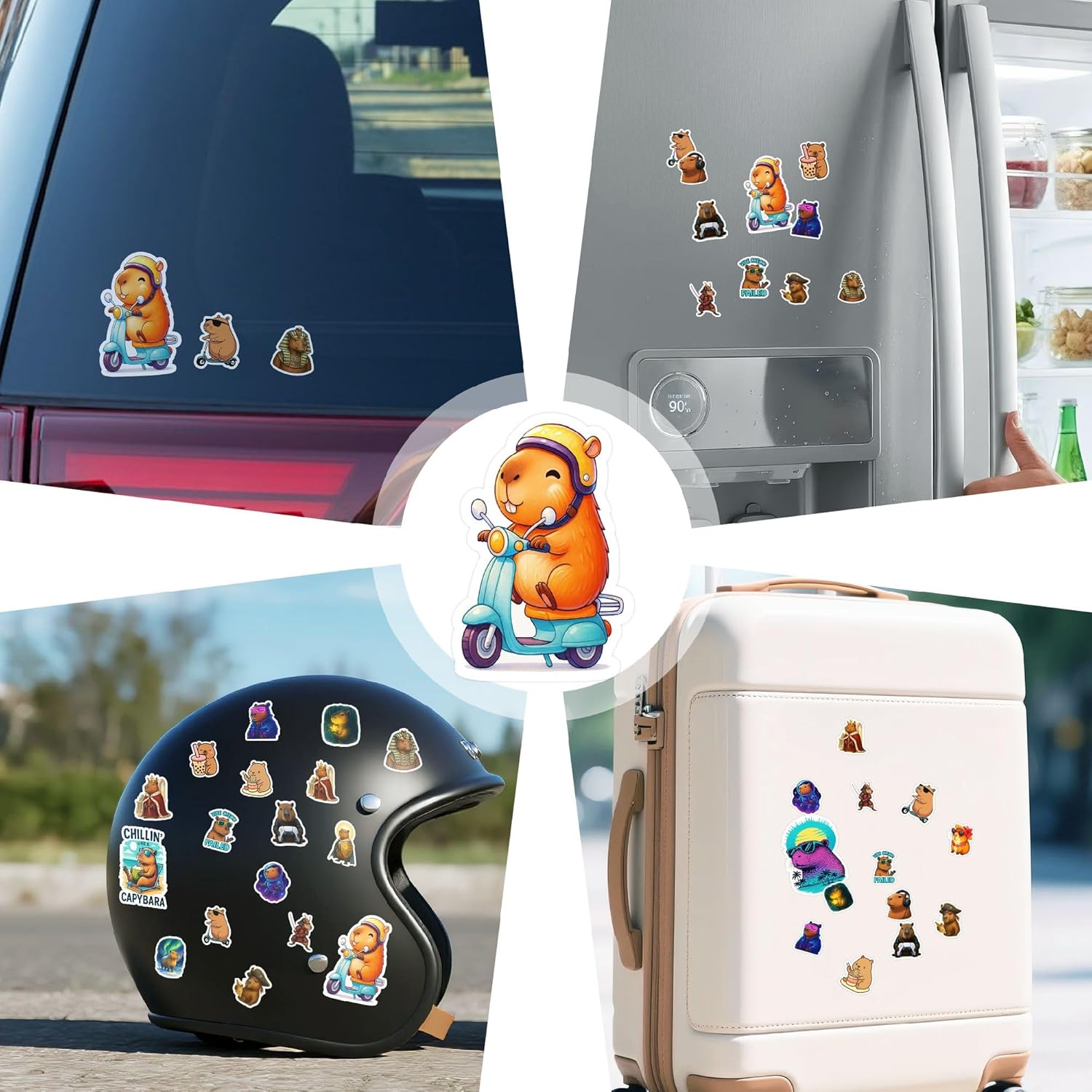100 PCS Capybara Stickers Pack – Cute Funny Animal Vinyl Decals for Laptop, Water Bottle, Scrapbook, Car, Hard Hat – Gifts for Teens, Adults, Student, Teacher Christmas Birhday - Image 6