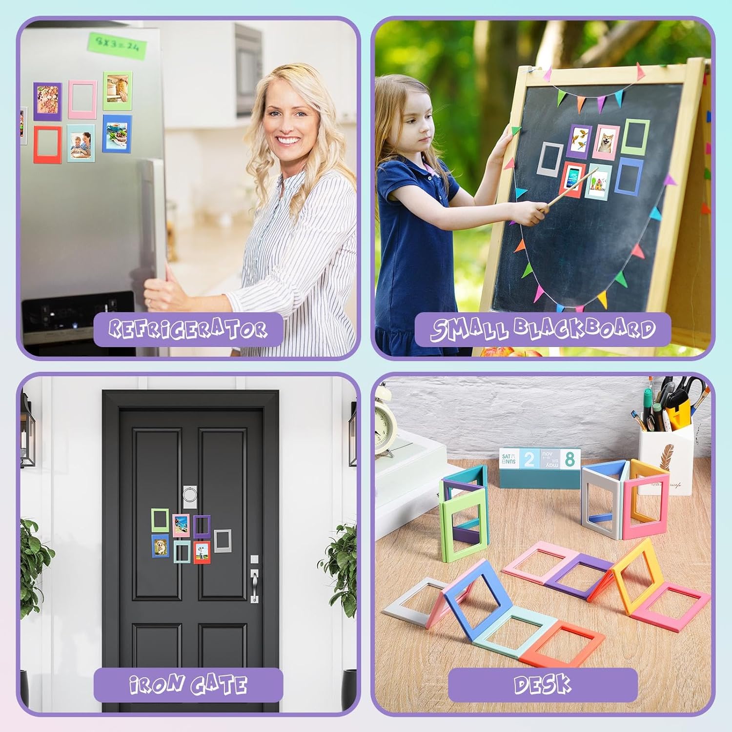 Epakh 40 Packs Magnetic Picture Frame 3 Inches Magnet Photo Frames Colorful Mini Table Photo Frame Holder for Mini Fridge Home School Office (Multicolor)