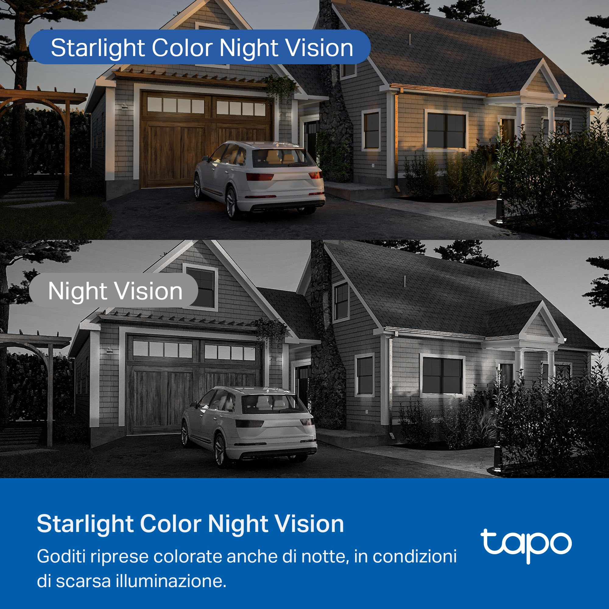 Tapo C530WS Telecamera Wi-Fi Esterno 3K 5MP 360° Visione Notturna a Colori Starlight Rilevamento AI IP66 Wi-Fi Ethernet Allarme Sonoro Luminoso MicroSD 512 GB