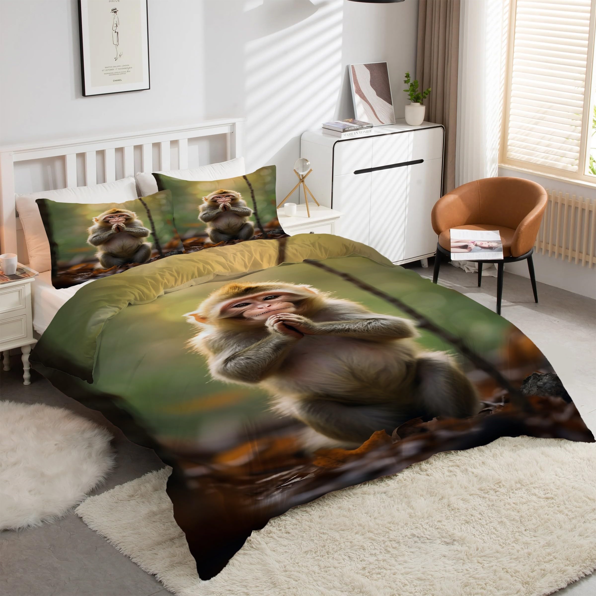 Housse de Couette 200x200 Singe pour une décoration de chambre jungle et exotique