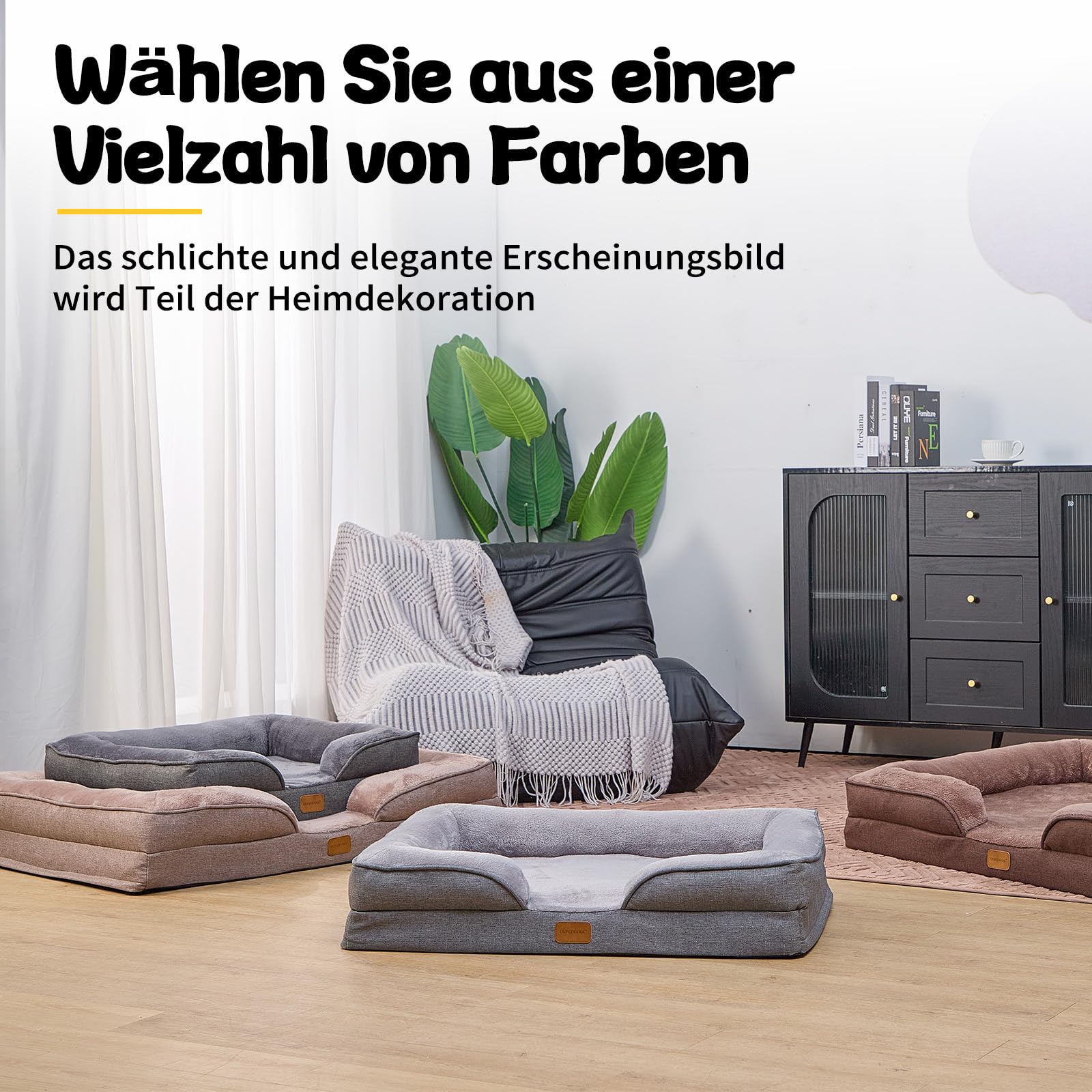 Cama ortopédica para perros medianos y grandes, 109 x 84 x 21 cm, esponja de alta densidad con alto rebote, lavable con funda extraíble, cómoda, antideslizante, impermeable, marrón oscuro