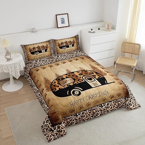 Miniatura 3 de Erosebridal Happy Camping - Juego de ropa de cama con estampado de guepardo, tamaño Queen para niñas y mujeres, con estampado de animales, lindo