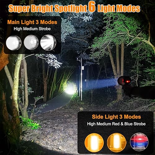 Miniatura 2 de Linterna de foco recargable, luz de mano súper brillante impermeable 6 modelos con soporte plegable para navegación al aire libre, camping, pesca,