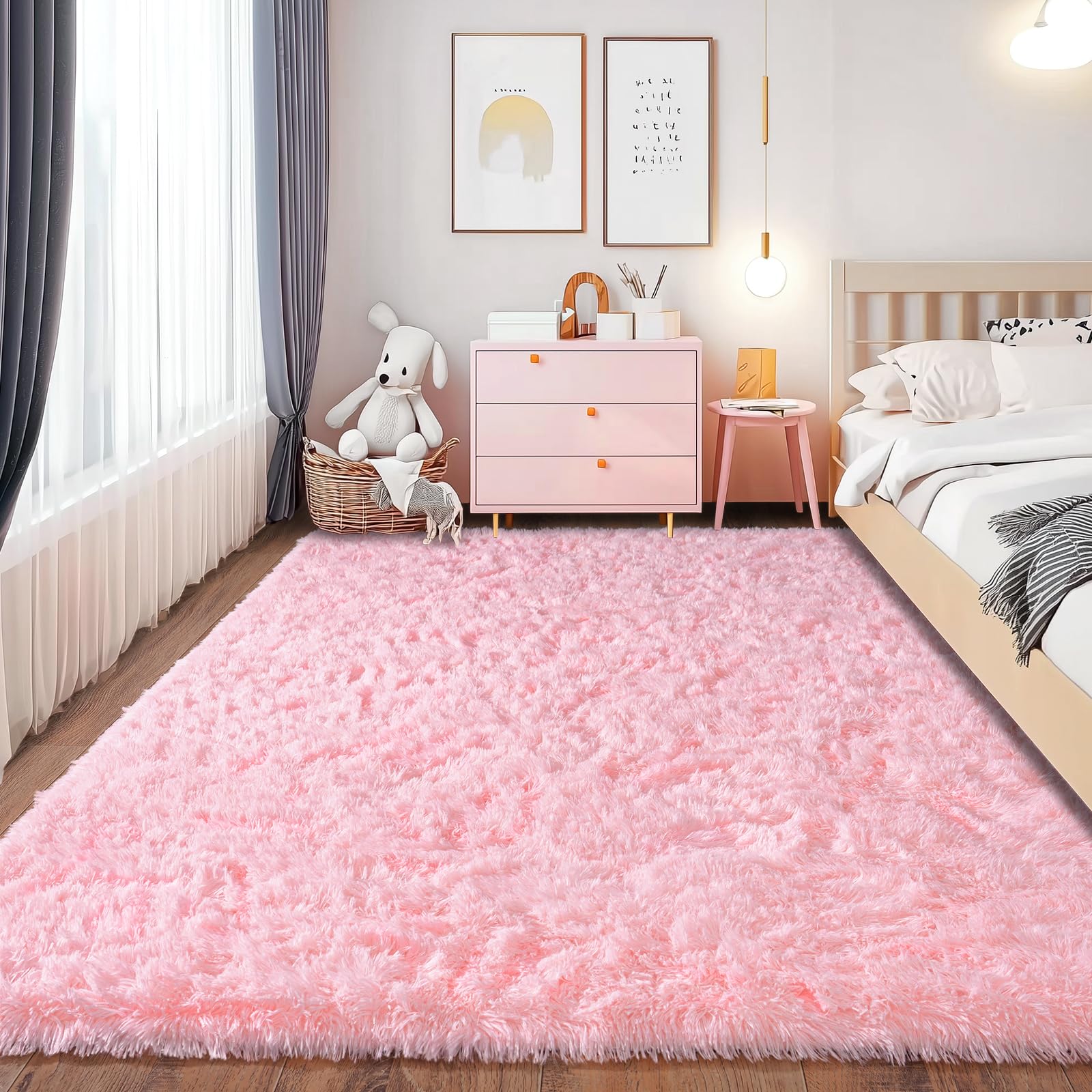 Chicnix Teppich Hochflor Flauschig rutschfest Weich für Wohnzimmer Schlafzimmer Kinderzimmer Teenager Schlafsaal