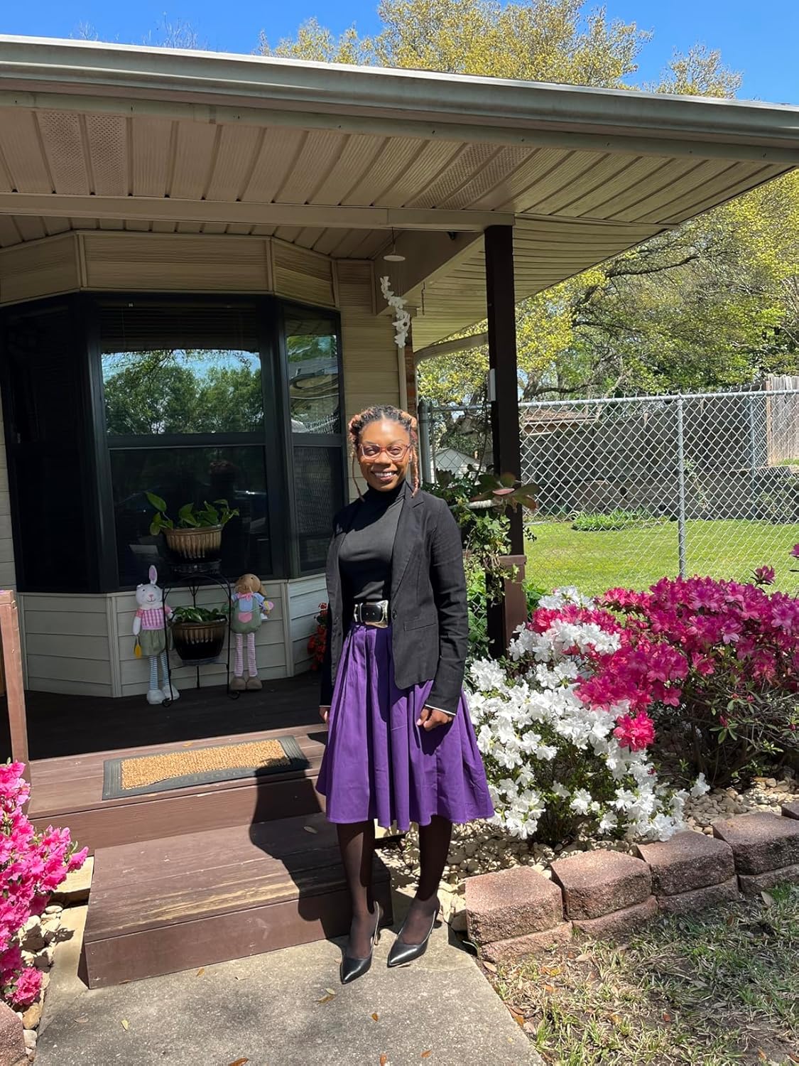 OBBUE Dresstore Vintage Pleated Skirt Floral A-line Printed Midi Skirts with Pockets - Image 5