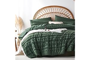 Charming 7-Piece King Size Dark Green Comforter Set for a Cozy Haven