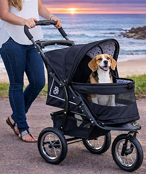 Pet Gear No-Zip NV Pet Stroller for Cats/Dogs, Zipperless Entry, Easy One-Hand Fold, Gel-Filled Tires, Plush Pad + Weather Cover Included, Spotted Design