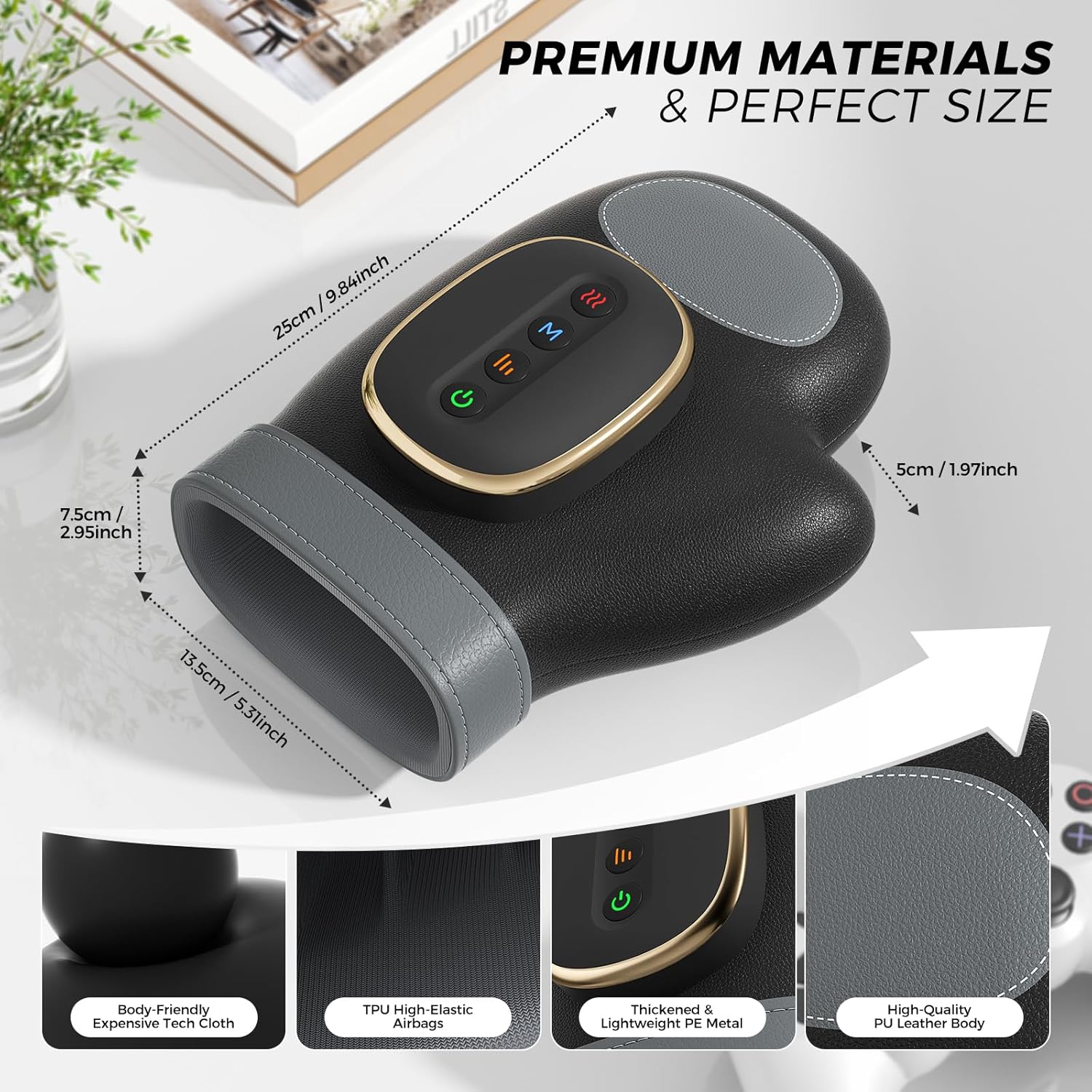 WUX Hand Massager with Heat Compression Relief, 3 Massage 4 Temperatures 5 Compression Models Therapy Glove, Arthritis & Wrist Carpal Tunnel Muscles Pressure Point Therapy, Ideal Gifts for Women/Men - Image 6