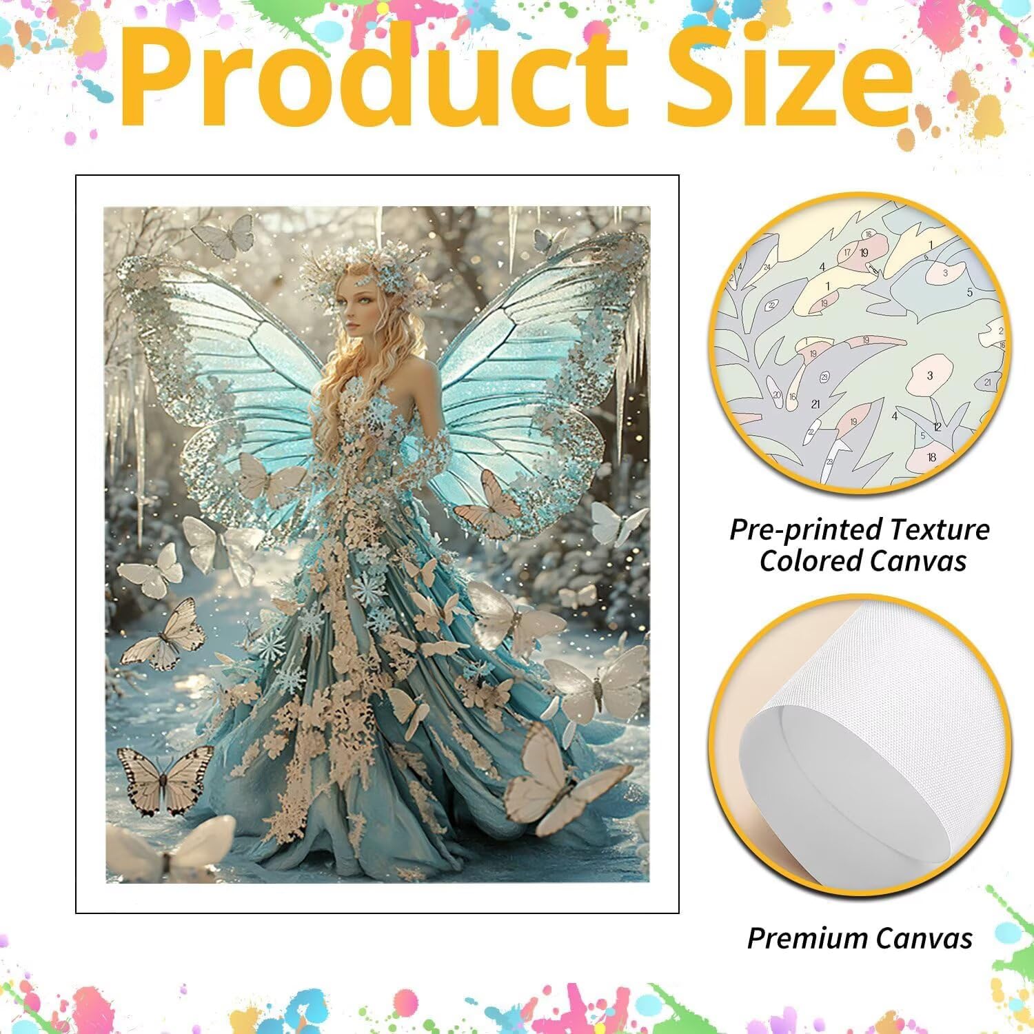 Farfalla e ragazza Dipingere con i Numeri per Adulti, 70x90cm a-374 | Paint by Numbers Kit con Pennelli e Acrilico Pigmento, Fai da te Olio La Pittura di Numeri Kit, Decora la Casa, senza Cornice