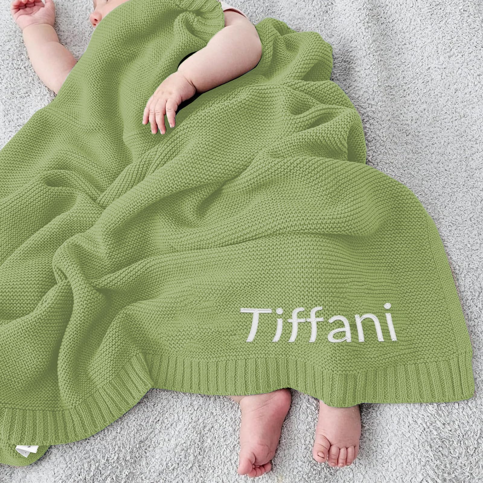 ZHOUSFK Personalized Baby Knit Blanket Custom Embroidered with Name 37x42in Nursery Blankets Gifts for Newborn Baby Boy and Girl Custom Baby Blanket