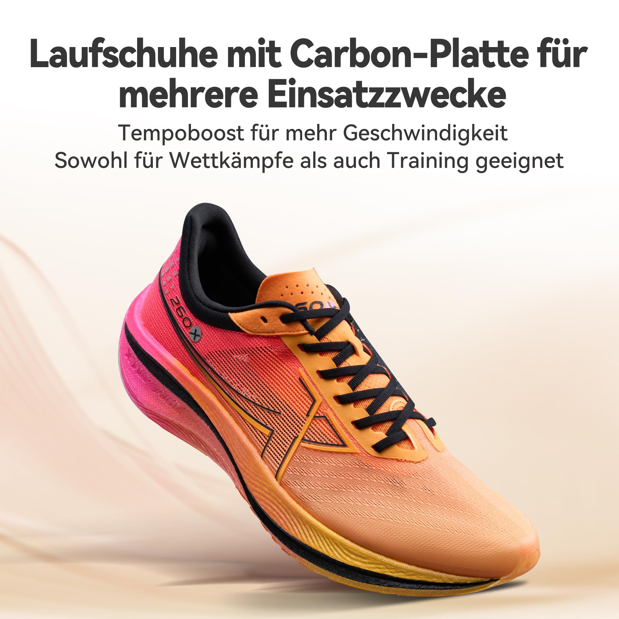 XTEP Scarpe da Corsa Uomo 260X, Scarpe da Maratona Aggiornate con 85% Ammortizzazione, Allenamento di Corsa con Placca di Carbonio Leggera, Respiranti e Antiscivolo