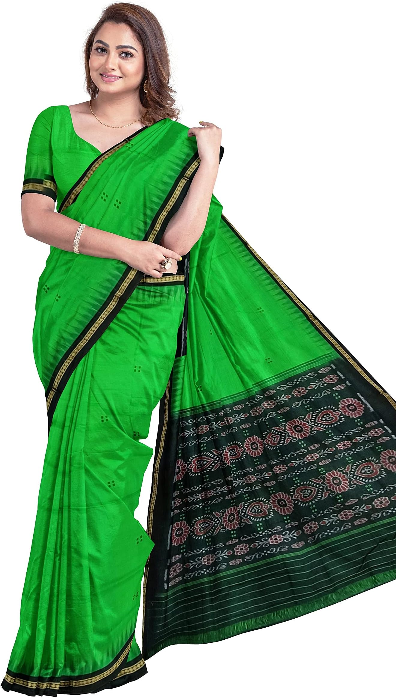 BHSWomen's Sambalpuri Pure Cotton Bomkai Saree Without Blouse Piece (Nuapatanapata_Multicolour)