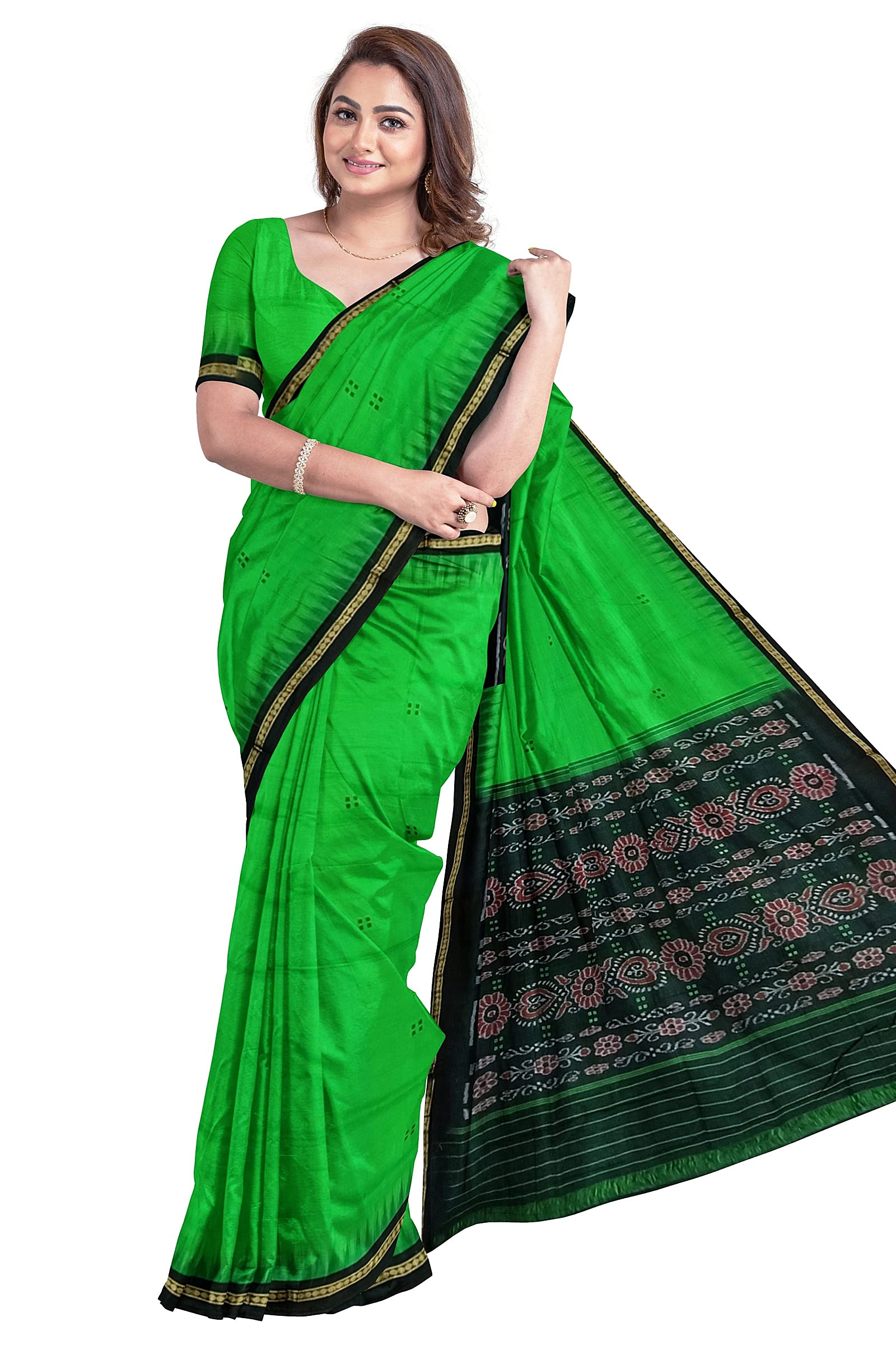 BHSWomen's Sambalpuri Pure Cotton Bomkai Saree Without Blouse Piece (Nuapatanapata_Multicolour)
