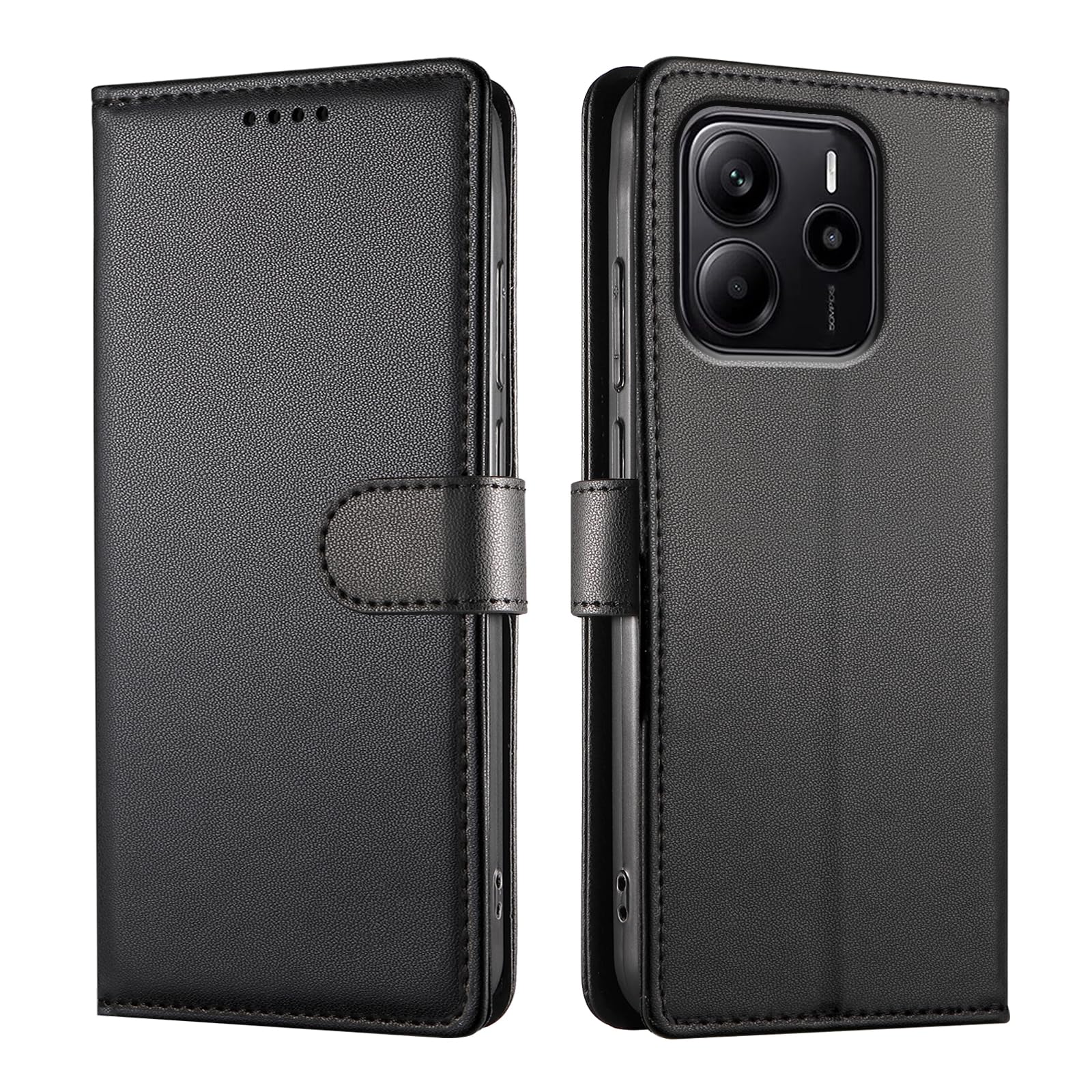 Custodia HualuBro In Pelle PU Per Xiaomi Redmi Note 5 Pro – Cover Protettiva A Portafoglio Con Chiusura Magnetica (Nero) - 2