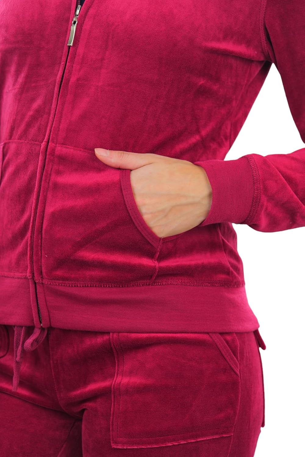 ToBeInStyle Women’s Velour Tracksuit Zip Up Hoodie Jacket & Matching Pants Set - Image 8