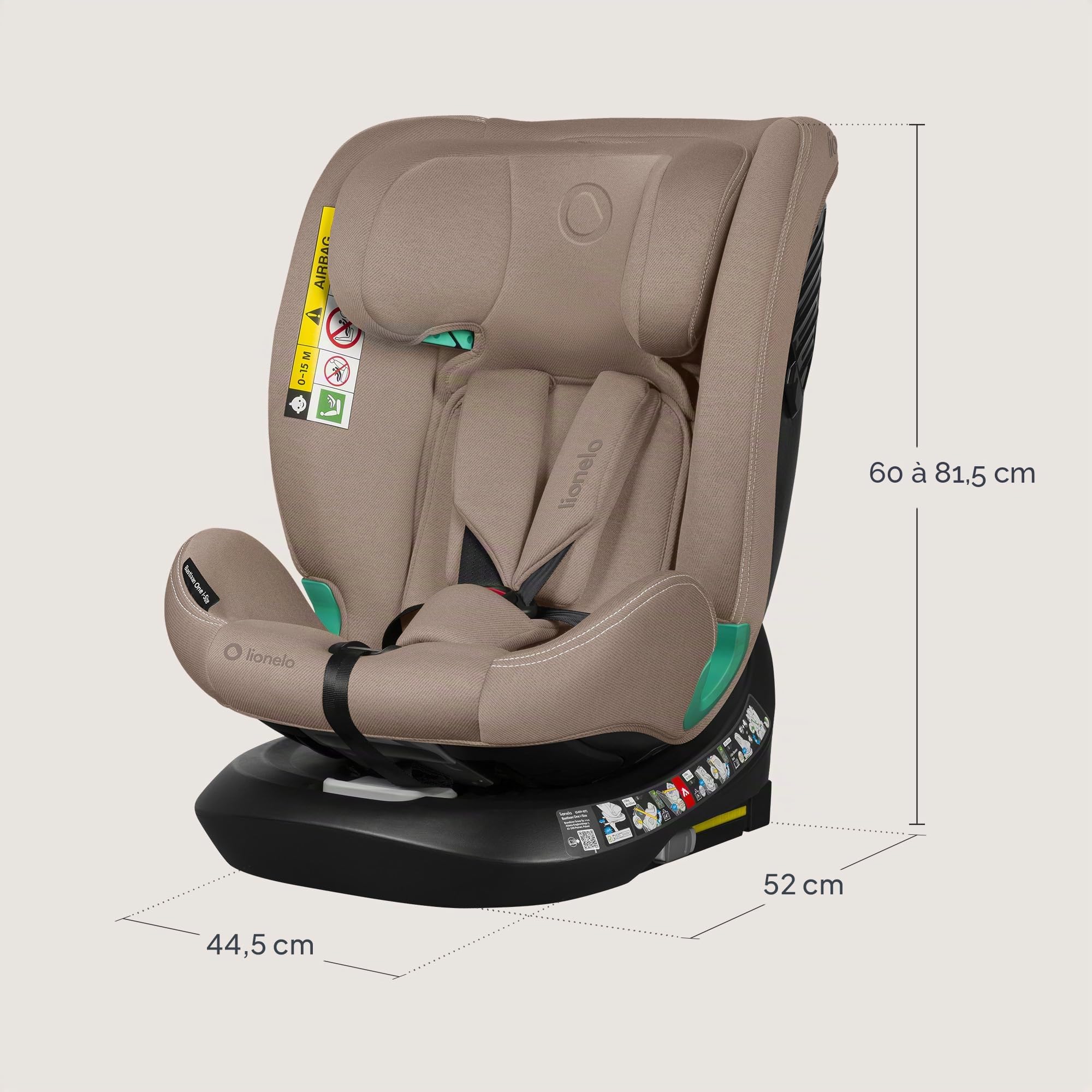 Lionelo BASTIAAN ONE I-SIZE Siège Auto Pivotant 360°, de 0 à 36 kg ISOFIX | Installation Face et Dos à la Route, Groupe 0/1/2/3, (40 à 140 cm) pour les Enfants, ISOFIX Sangle TopTether