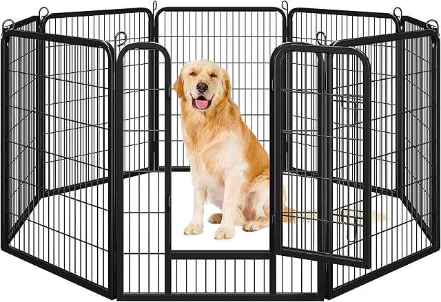 Yaheetech Dog Playpen, 8 Panel 100cm Dog Fence Pet Exercise Pen for Large/Medium Dogs/Small Animals Portable Puppy Play Pen Outdoor/Indoor Rabbit Run Cat Fence for Garden/Yard/RV/Camping